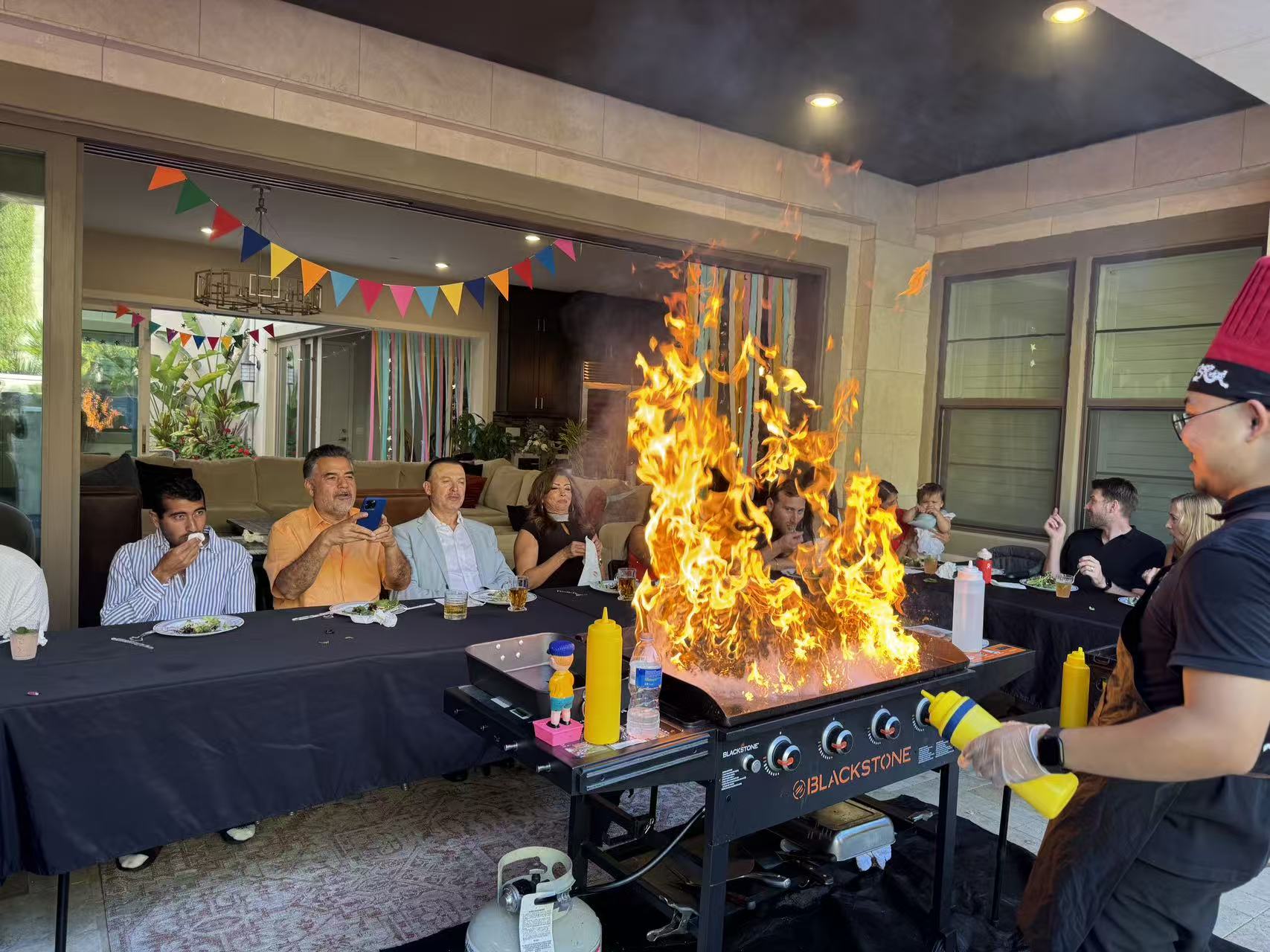 Elegant hibachi dinner party atmosphere for Los Angeles home celebrations