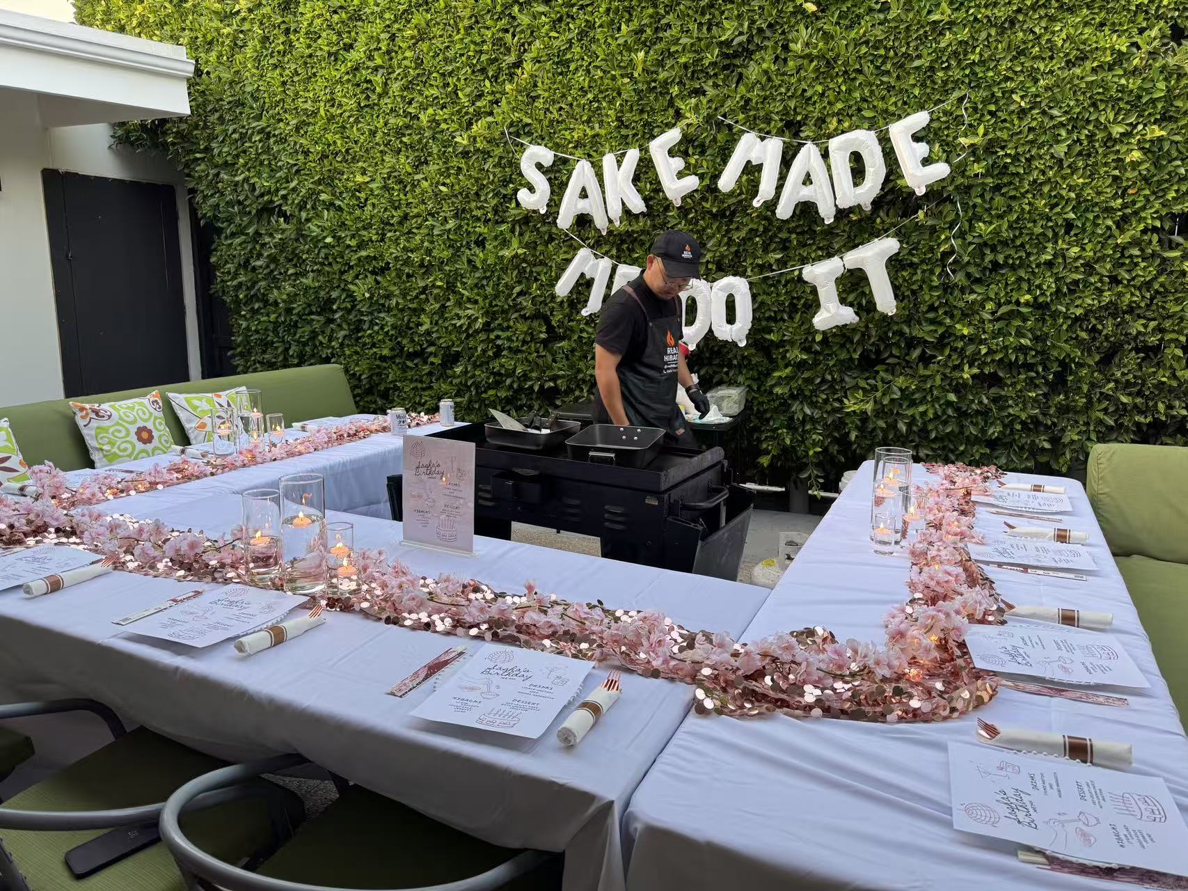 Family enjoying private hibachi dinner party at home in Los Angeles