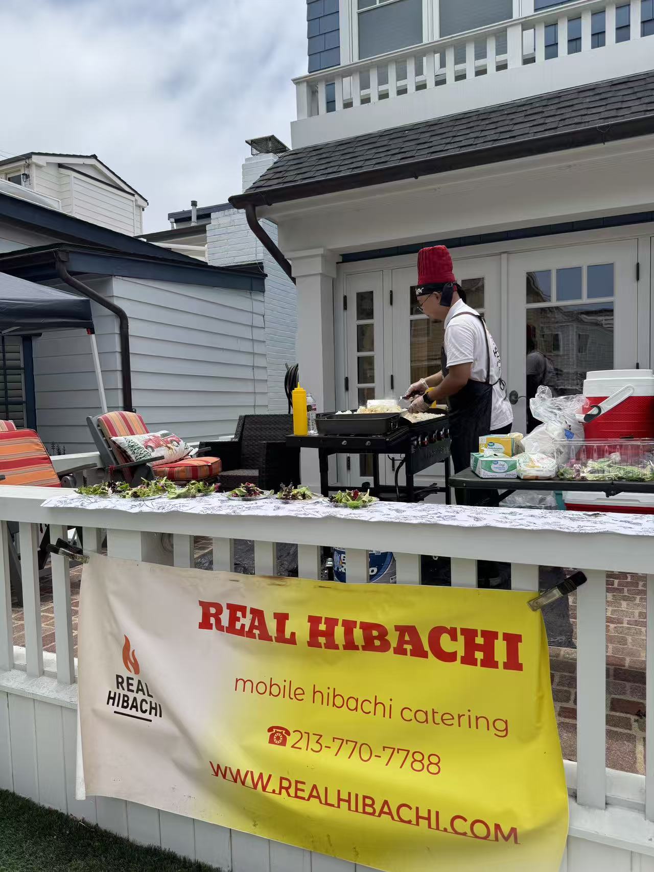 Live hibachi cooking demonstration for Los Angeles at-home dining experience