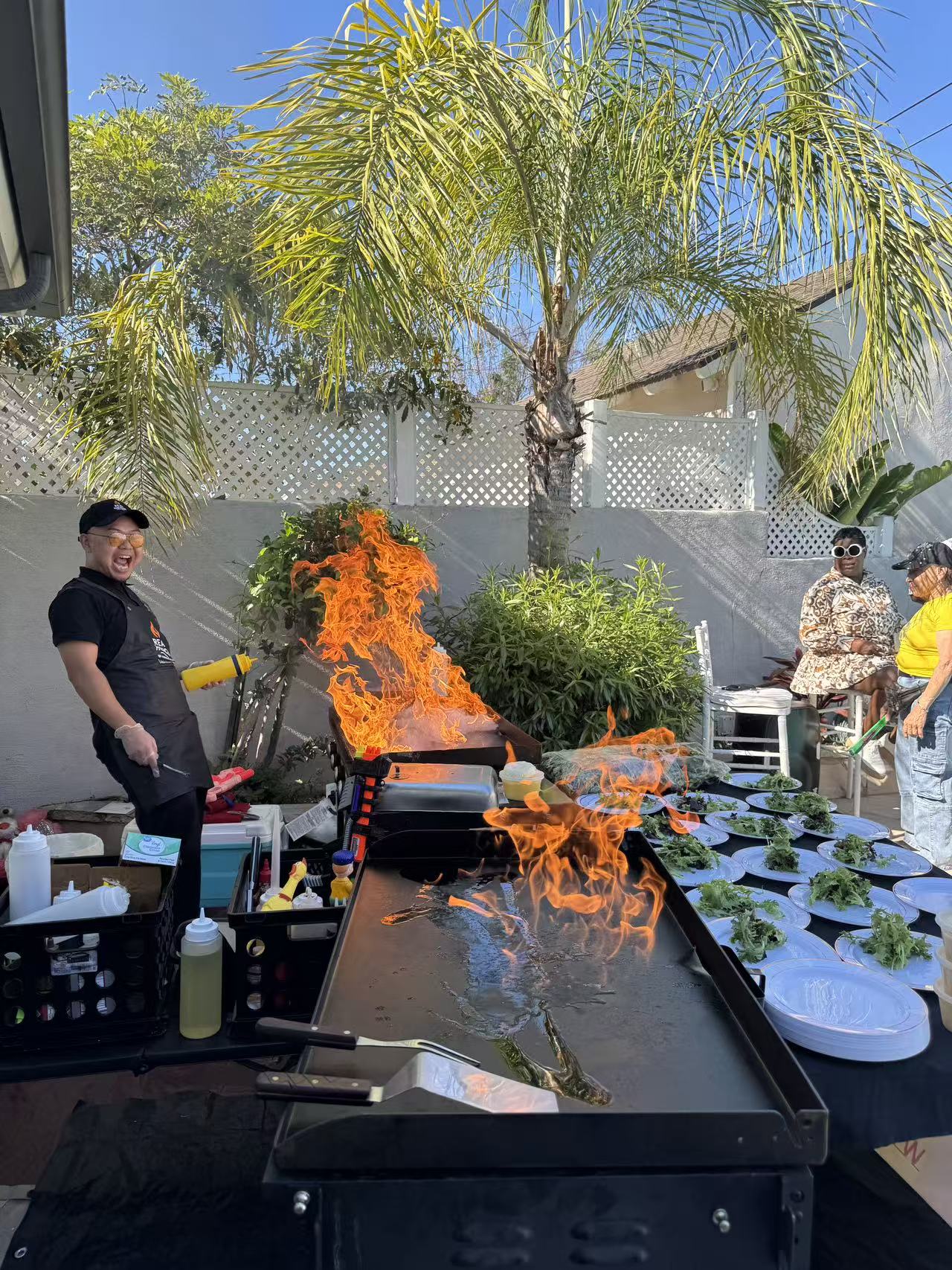 Authentic hibachi fried rice preparation for Los Angeles home dining