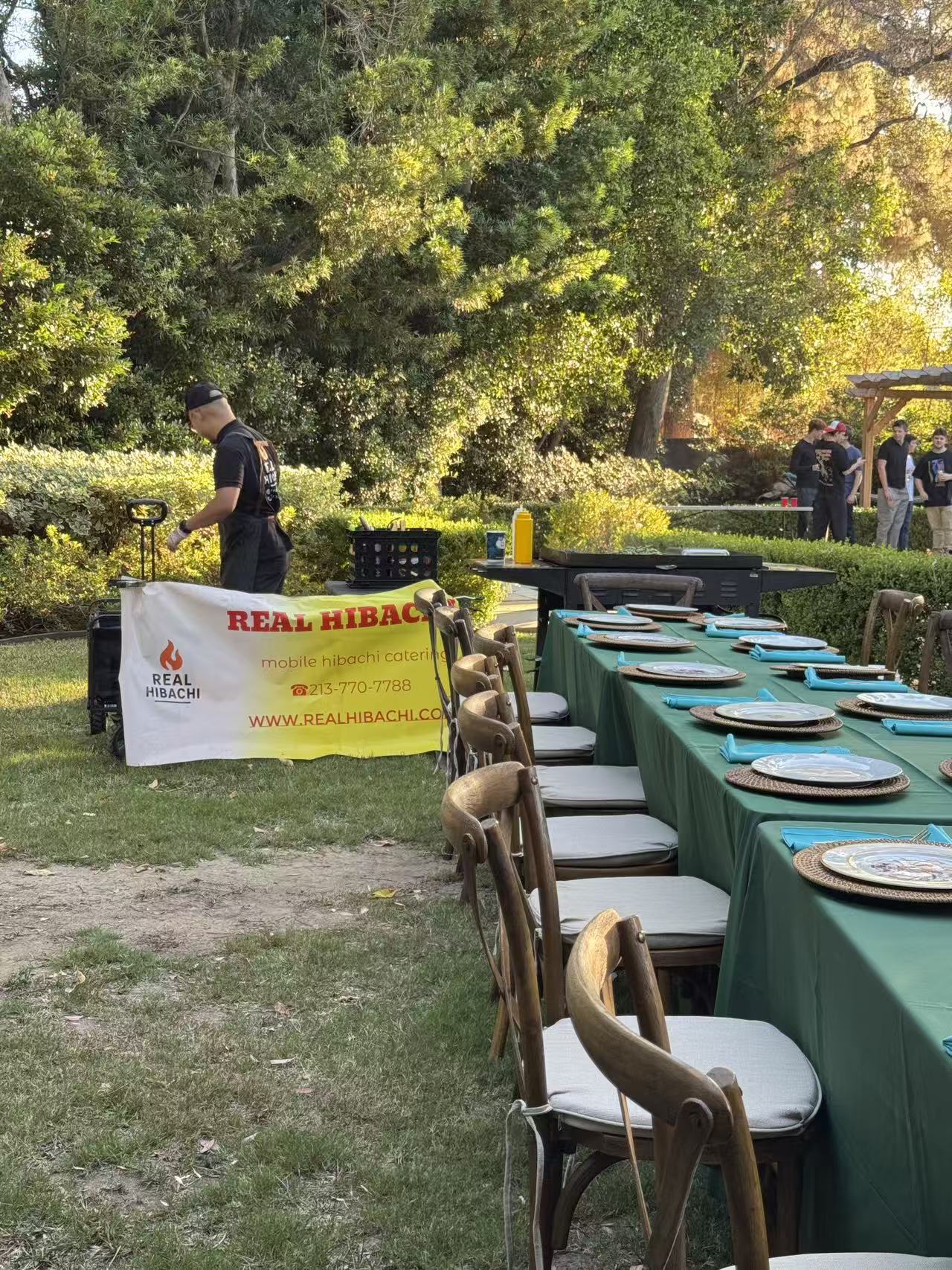 Professional hibachi grill setup for private chef service in Los Angeles